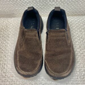 LL Bean Kid’s Size 10 Slide On Moccasinsin Shoes Brown Suede comfort Gor…